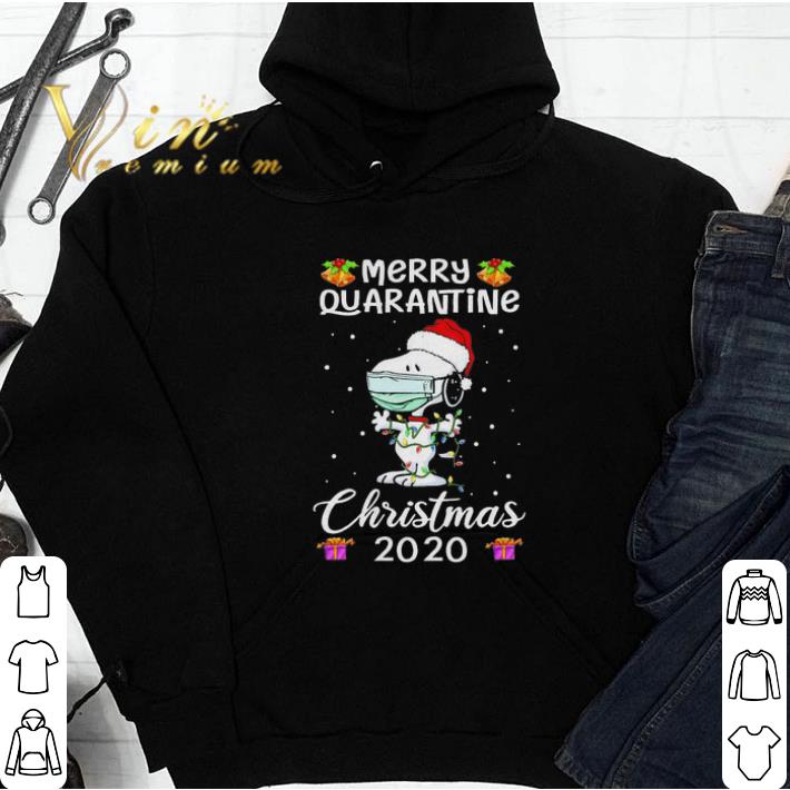 Snoopy face mask Santa hat light Merry quarantine Christmas 2020 tshirt