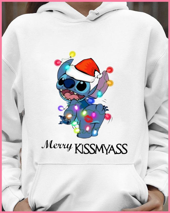 Funny Stitch Merry Kissmyass 2020 Happy Christmas Lights shirt