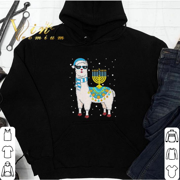 Llama menorah happy Merry Christmas tshirt