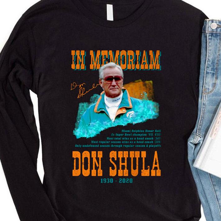 Premium In Memoriam Don Shula 1930-2020 Signature Miami Dolphins coach shirt