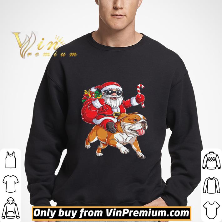 Claus Riding Bulldog Merry Christmas shirt