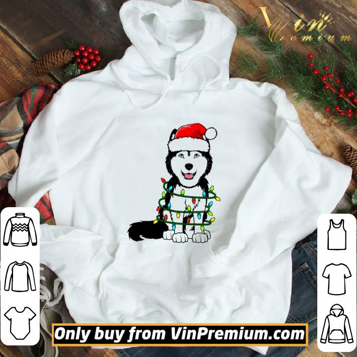 Baby Siberian Husky Santa hat Christmas Lights Xmas shirt