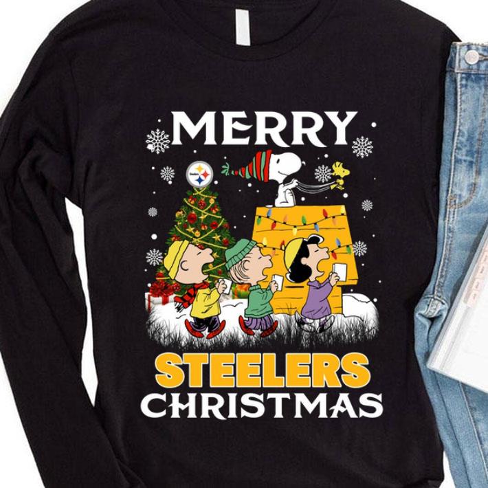 Funny Peanuts Characters Merry Pittsburgh Steelers Christmas shirt 3 Funny Peanuts Characters Merry Pittsburgh Steelers Christmas shirt