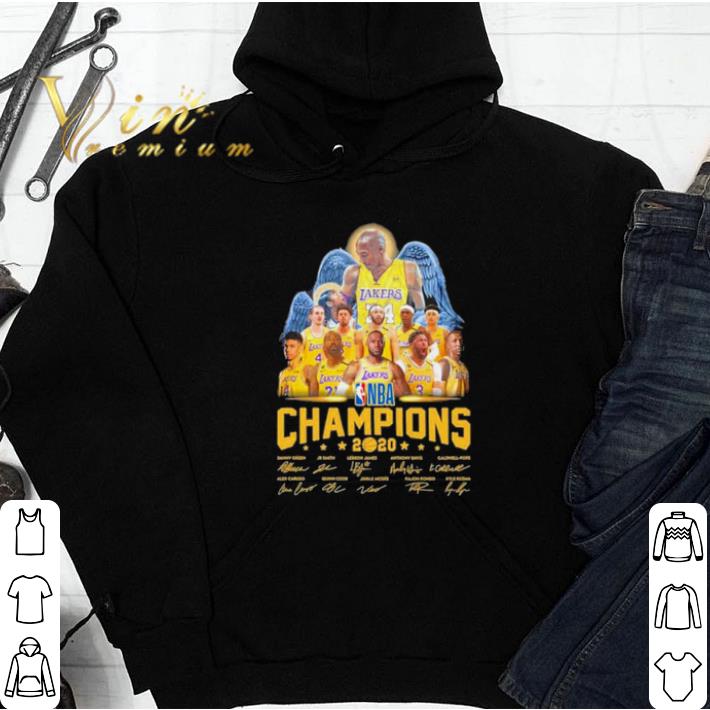 Kobe Bryant Angel Los Angeles Lakers player NBA Champions 2020 signatures tshirt