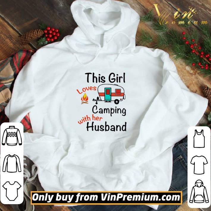 This girl loves camping with her husbands shirt