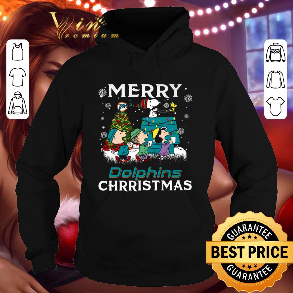 Premium Snoopy Charlie Brown Woodstock Merry Miami Dolphins Christmas shirt