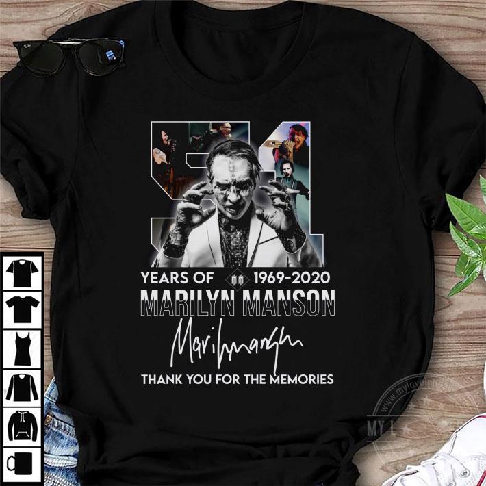 Official Marilyn Manson 51 Years Of 1969-2020 Signature Thank You For The Memories shirt Official Marilyn Manson 51 Years Of 1969-2020 Signature Thank You For The Memories shirt 1