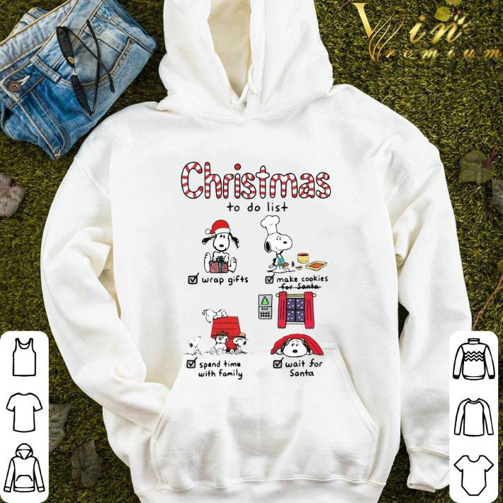 Snoopy Christmas To Do List Wrap Gifts Make Cookies For Santa shirt