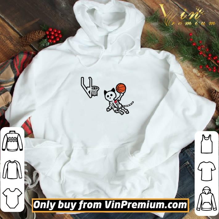 Skeleton Cat playing basketball shirt