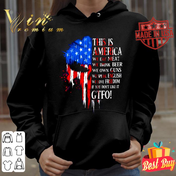 Skull America Flag This Is America We Eat Meat We Drink Beer shirt