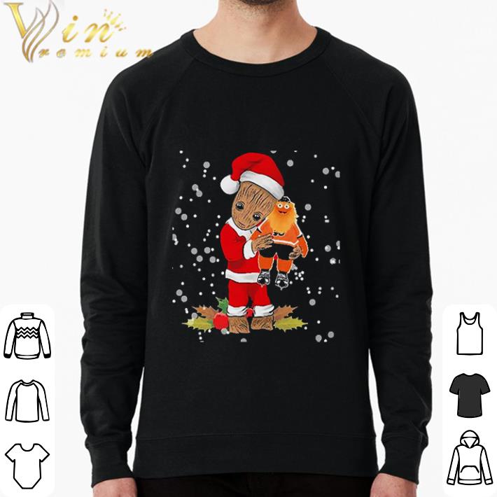 Nice Santa Baby Groot Hug Philadelphia Flyers Christmas shirt sweatshirt