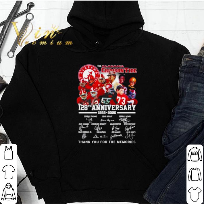 Alabama Crimson Tide 128th anniversary 1892 2021 thank you for the memories signatures tshirt