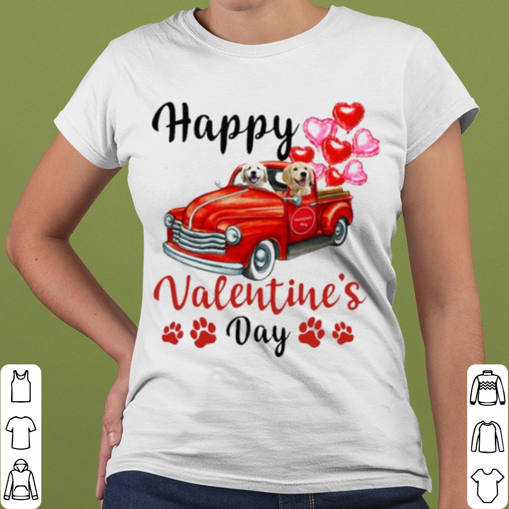 Nice Golden Retriever Puppy Truck Drive Happy Valentine's 2021 shirt