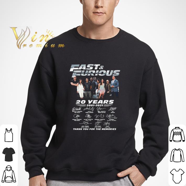 Fast And Furious 20 Years 2001 – 2021 Signatures Thank You For The Memories shirt