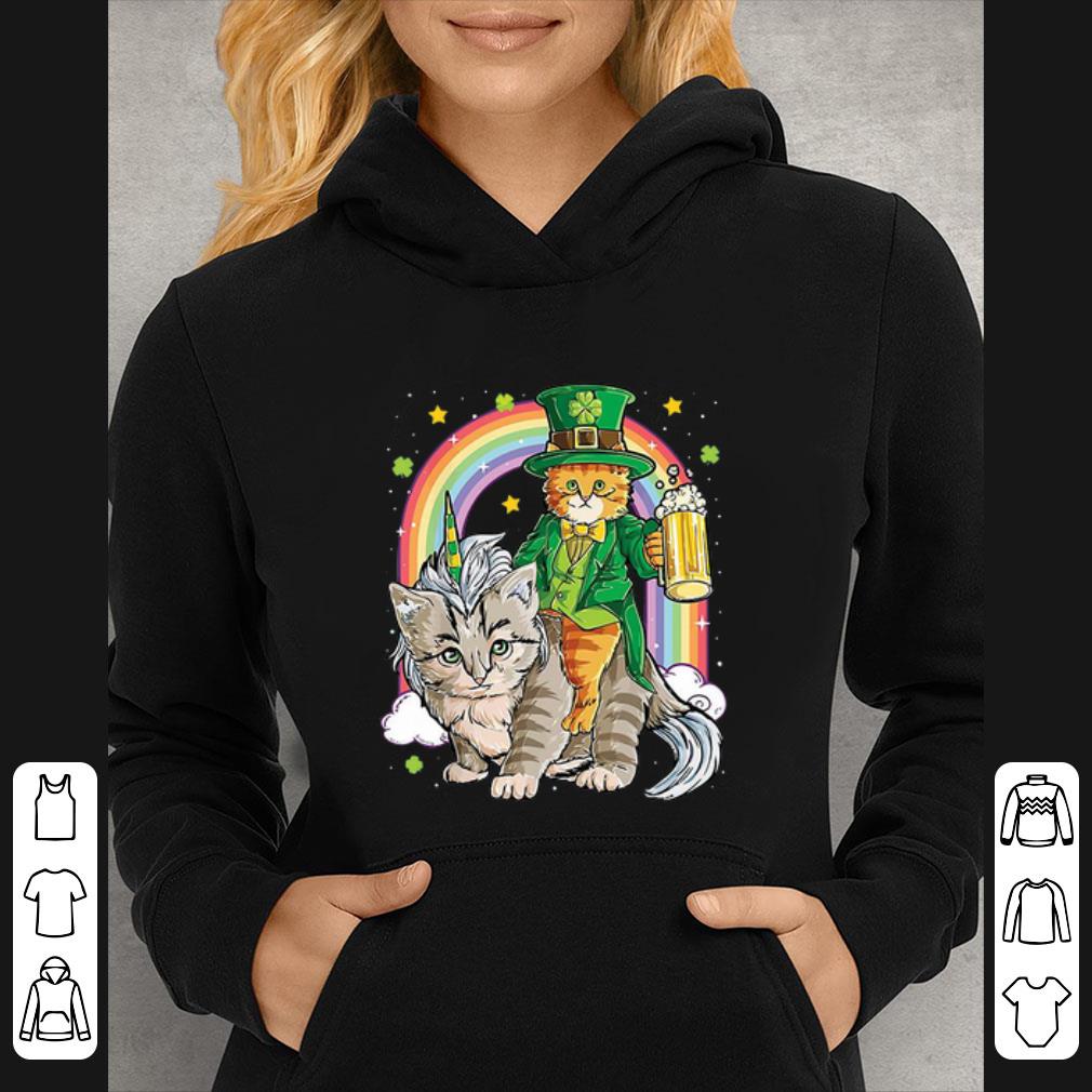 Great Cat Unicorn Leprechaun Riding Caticorn St Patricks Day Rainbow shirt
