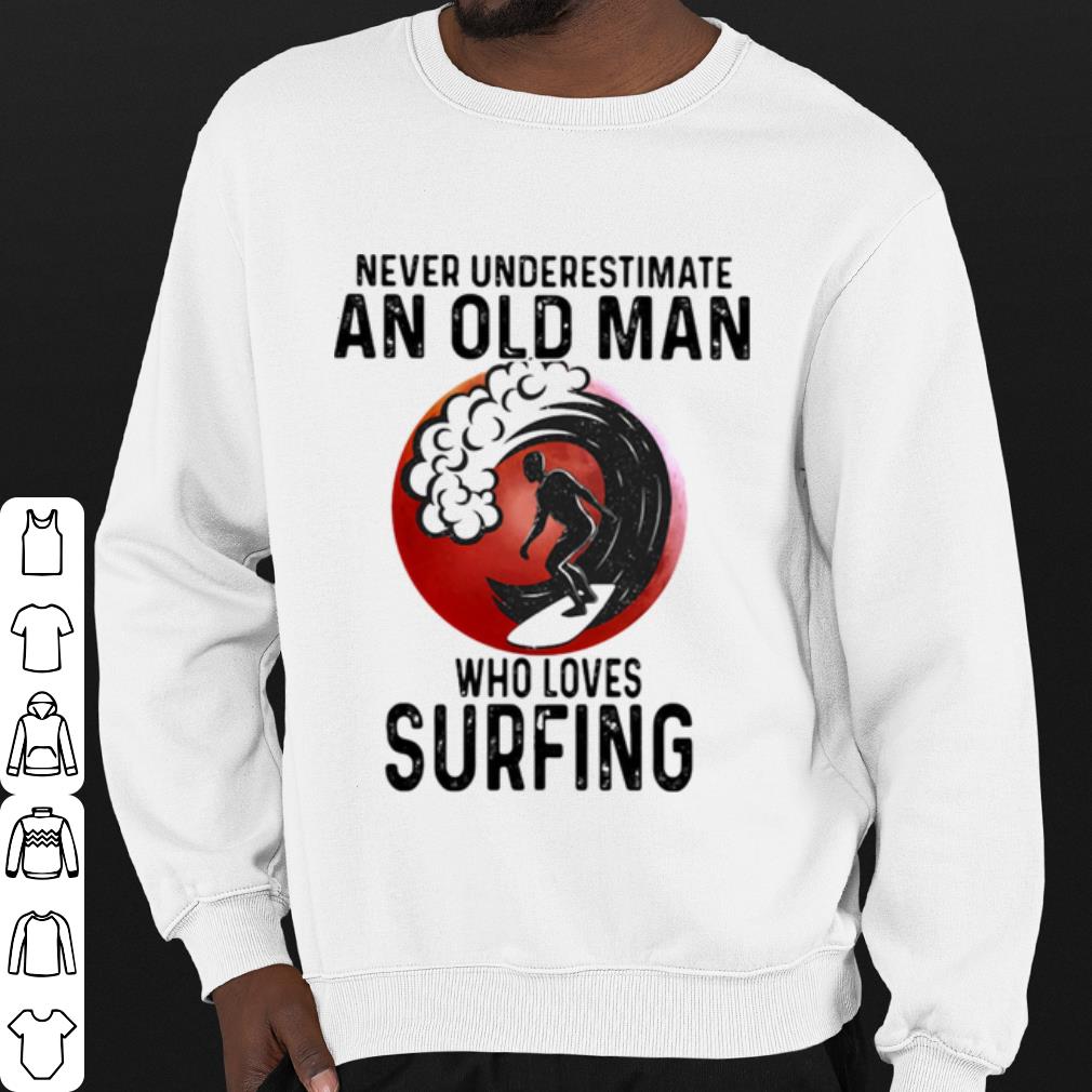Official Never Underestimate An Old Man Who Loves Surfing THe Moon shirt