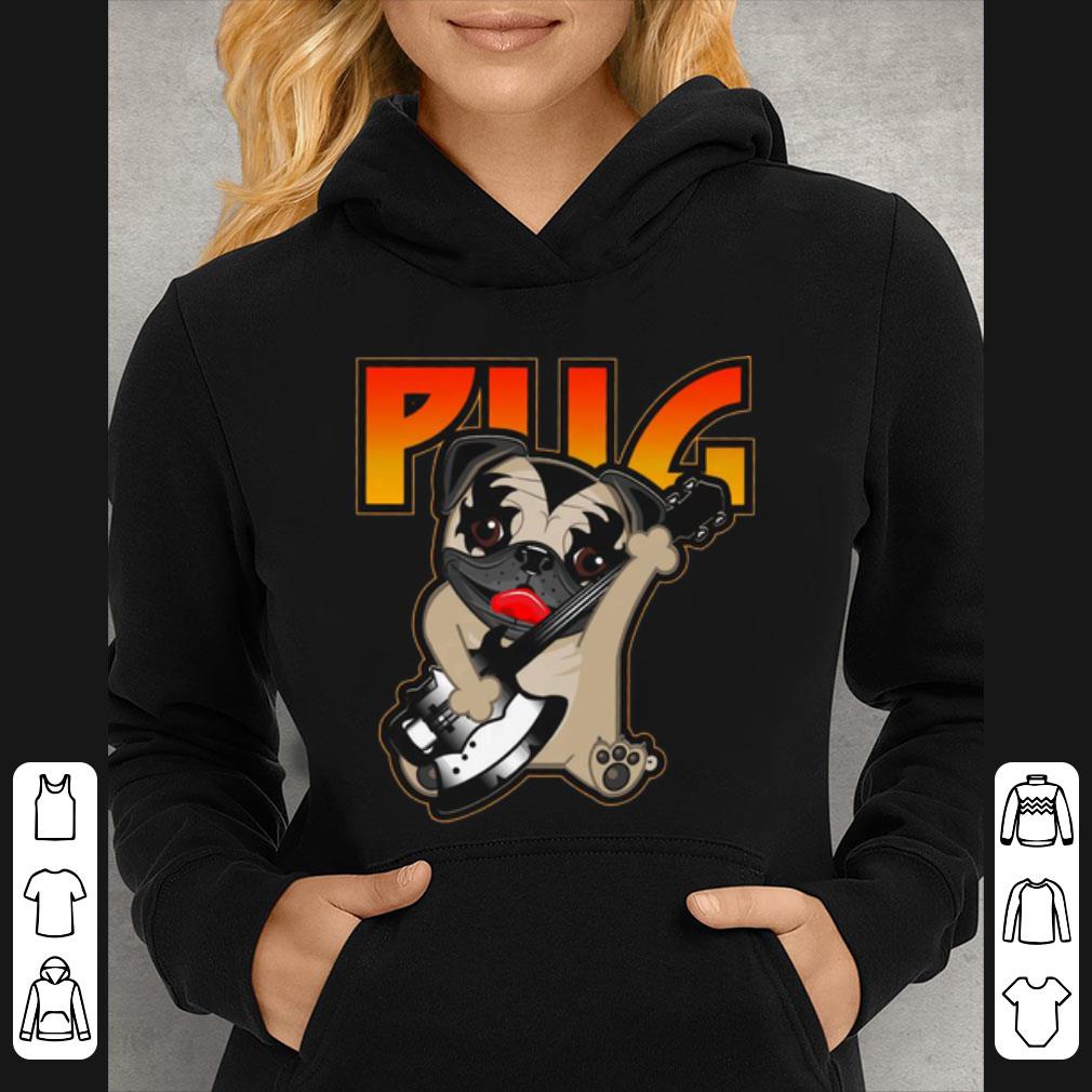 Original Pug Playing Guitar Kiss Rock Band shirt