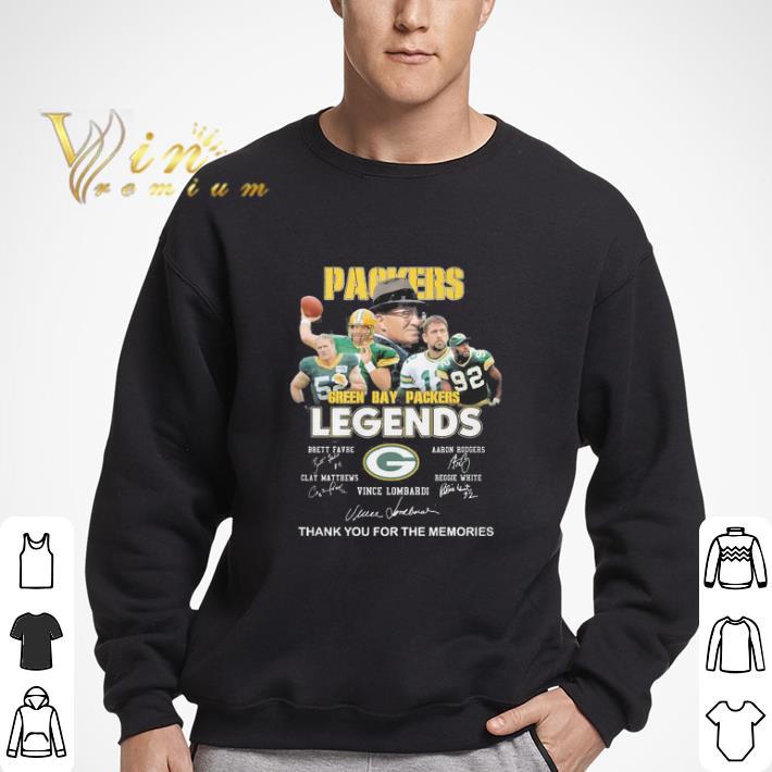 Green bay packers legends brett favre thank you for the memories signature shirt