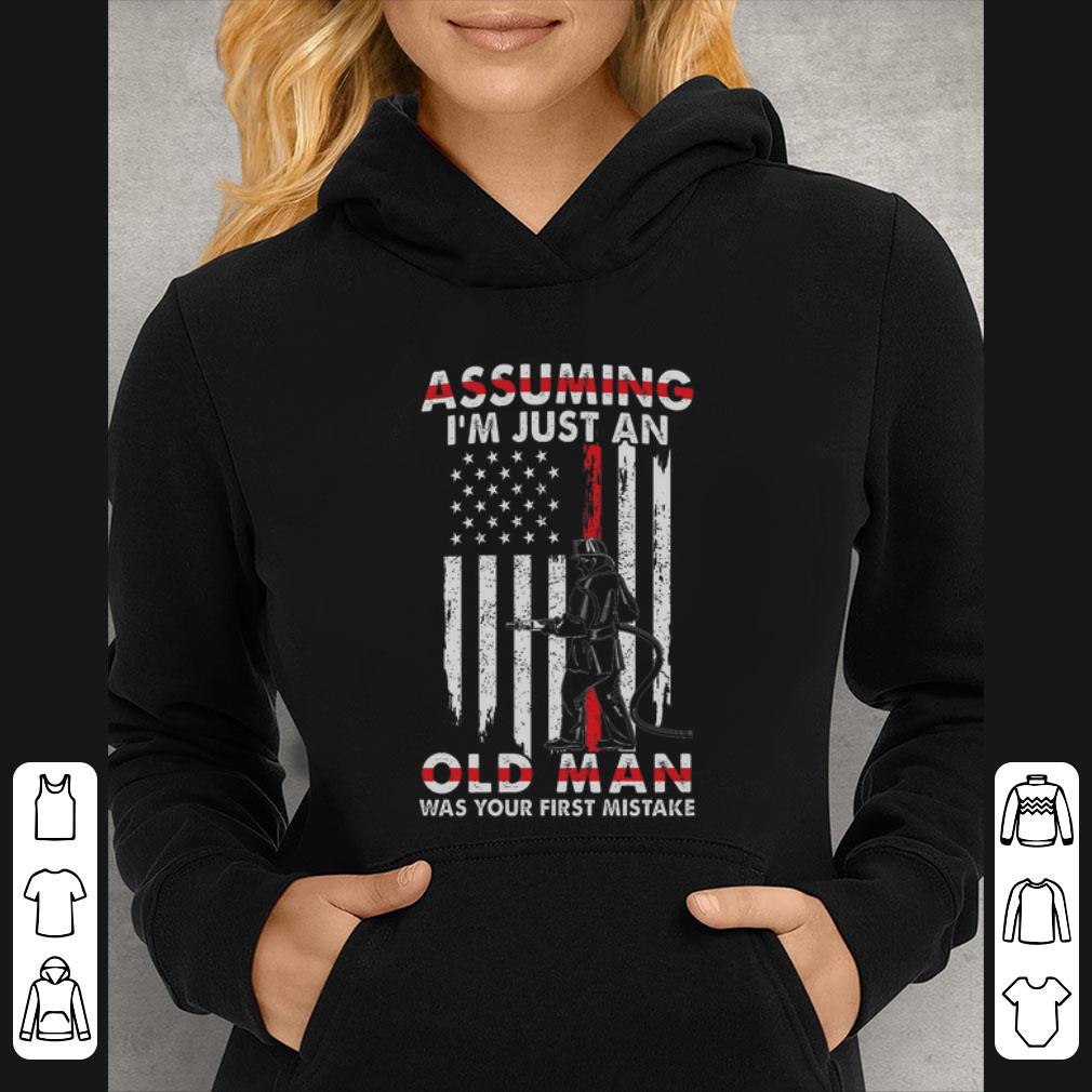 Nice USA flag Assuming i'm just an old man was your first mistake shirt