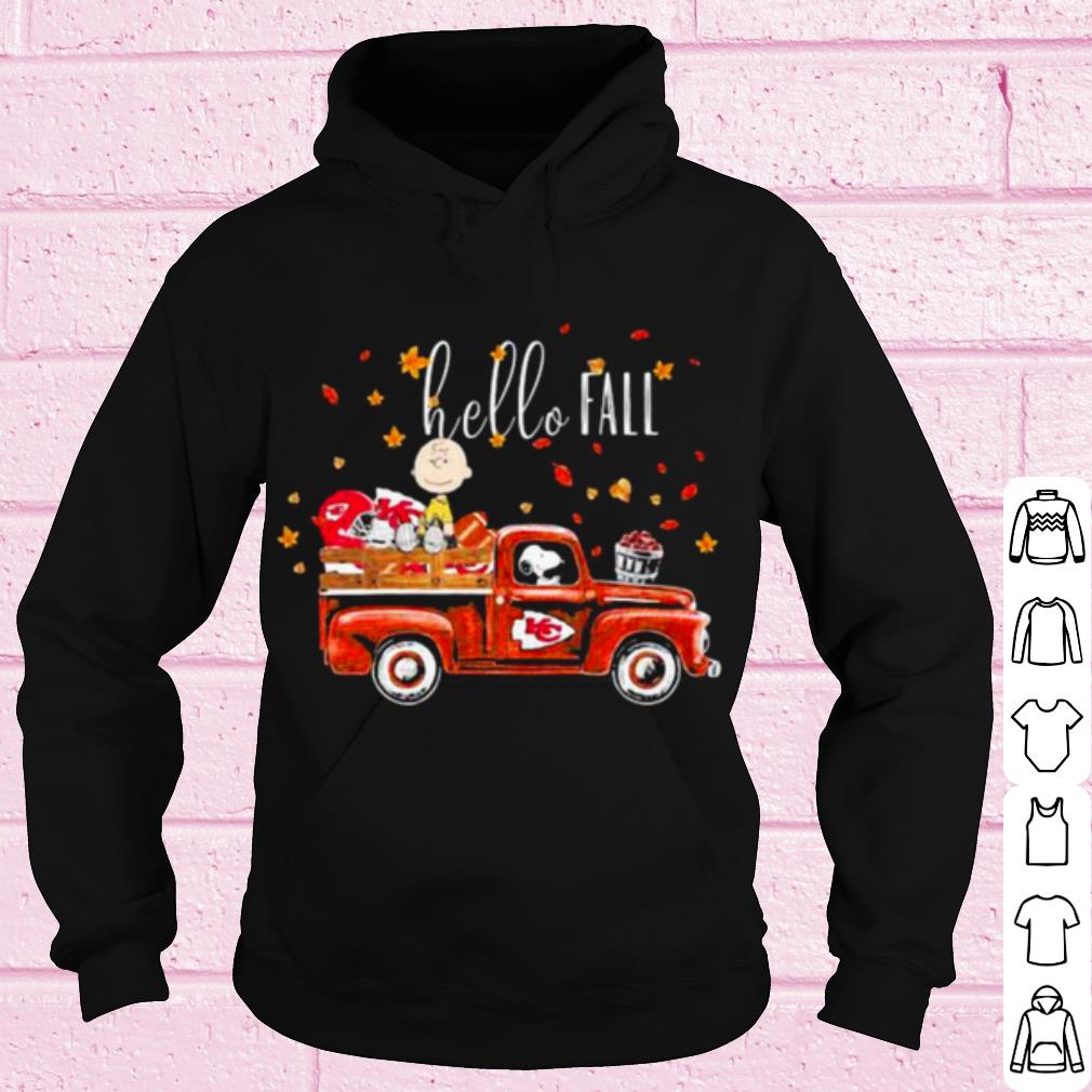 Nice Hello Fall Snoopy Ricing Car Red With Charlie Kansas City Chiefs shirt