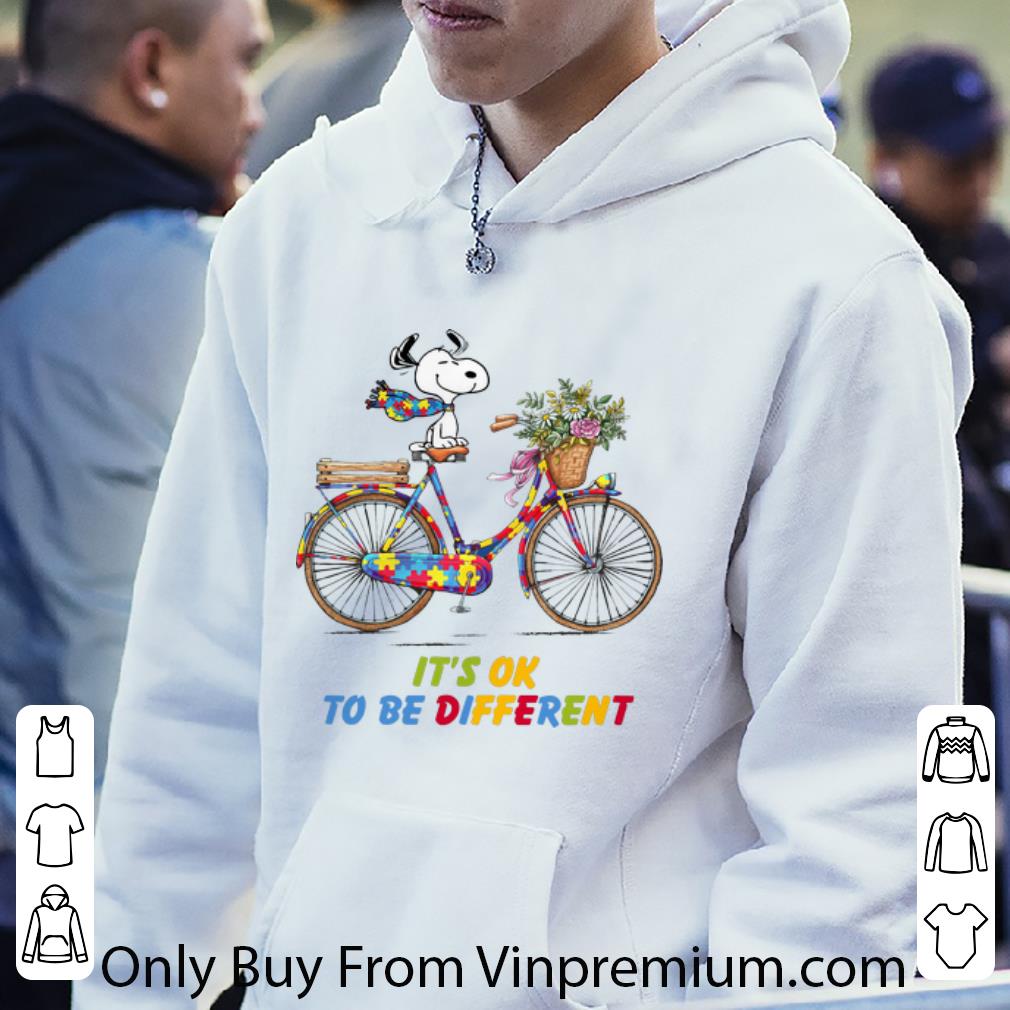 Original Snoopy Riding Bike It’s Ok To Be Different Autism shirt
