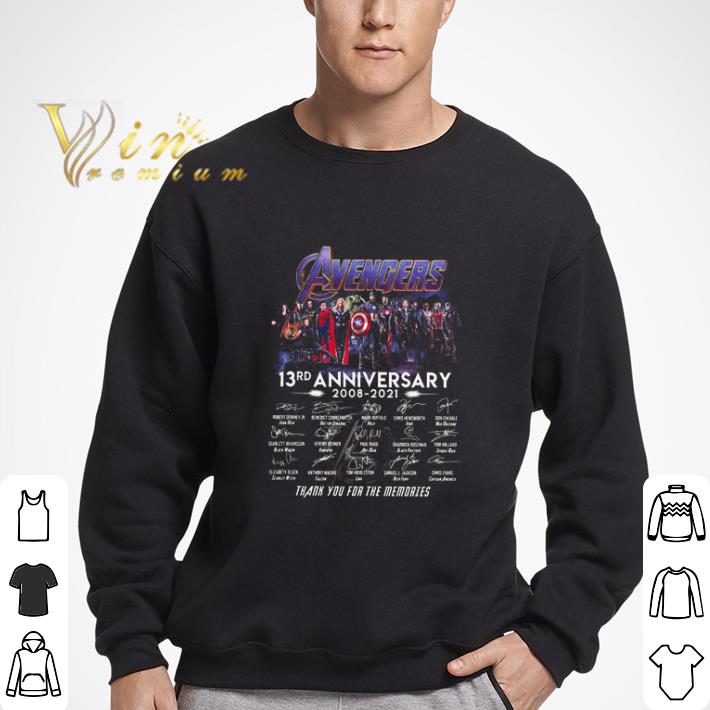 Avengers 13rd anniversary 2008-2021 thank you for the memories signatures shirt