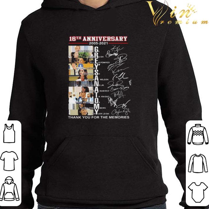 16th Anniversary 2005 2021 Grey’s Anatomy Thank You For The Memories Signatures shirt