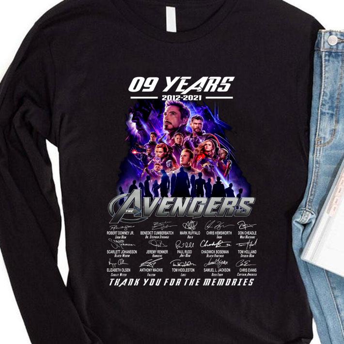 The Avengers Assemble 09 years 2012-2021 signatures thank you for the memories shirt