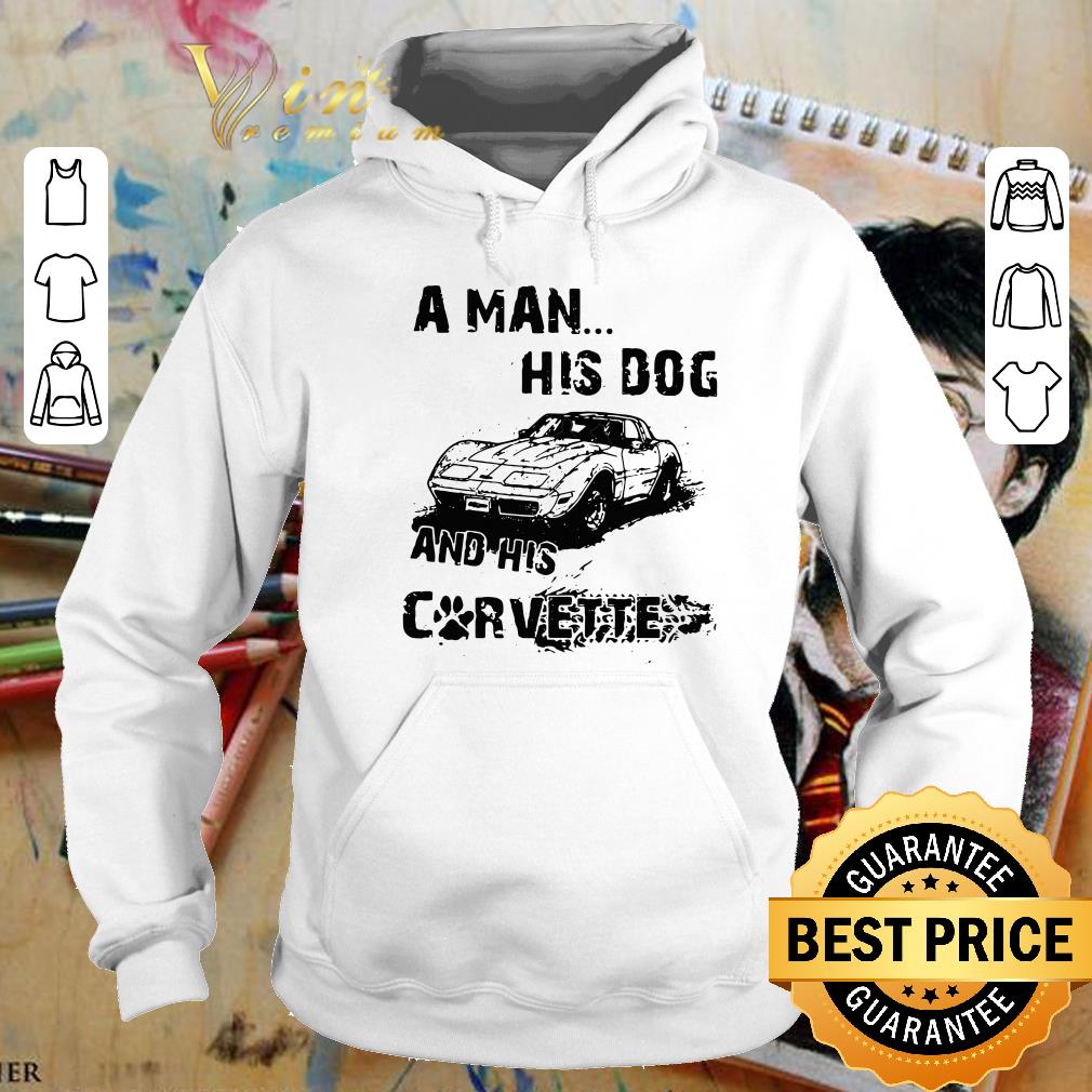 A Man His Dog And His Corvette Car Footprint shirt