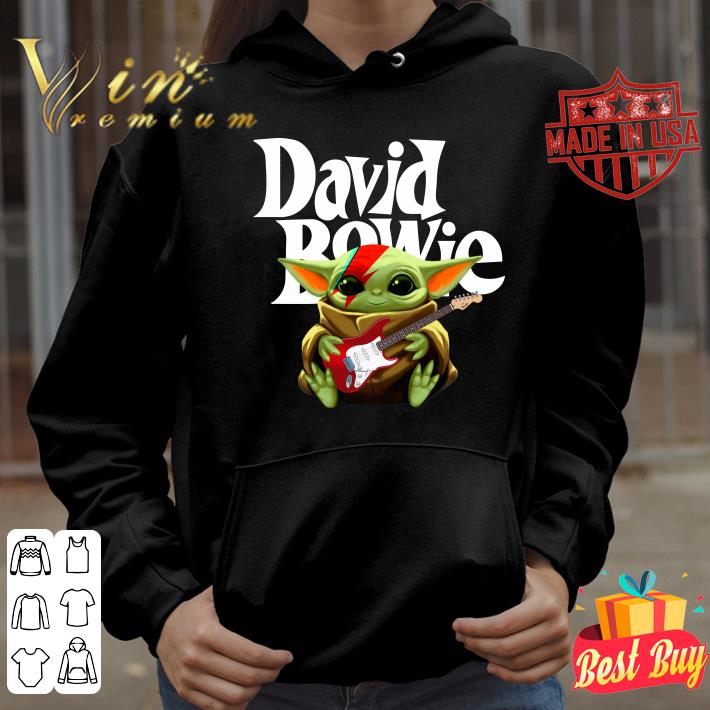 Baby Yoda hug guitar David Bowie Star Wars shirt