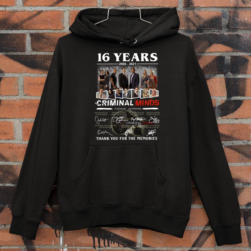 Criminal Minds 16 years 2005-2021 15 seasons 324 episodes signatures thank you for the memories shirt