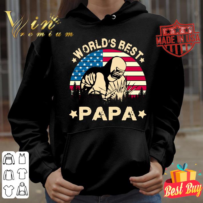 World Best Welder Papa American Flag 4th Of July shirt
