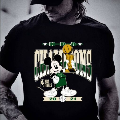 Original 2021 NBA Finals Champions Milwaukee Bucks Mashup Mickey Mouse Shirt 2