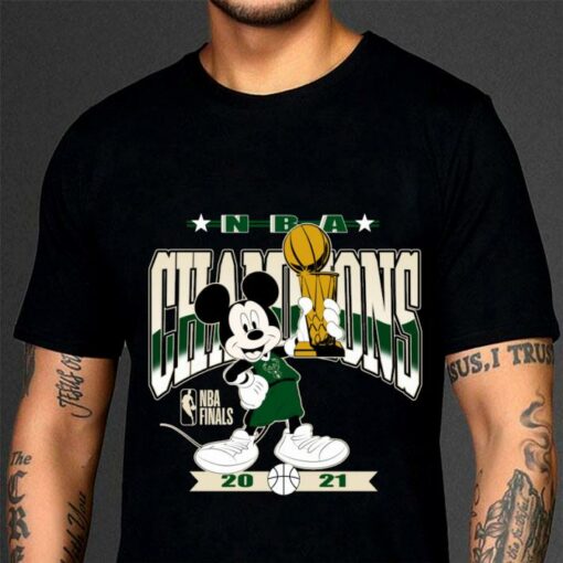 Original 2021 NBA Finals Champions Milwaukee Bucks Mashup Mickey Mouse Shirt 3