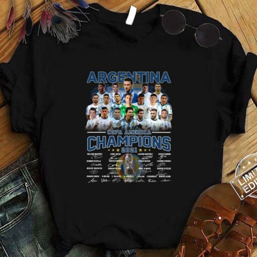 Official Argentina Copa America Champions 2021 Signatures Thank You For The Memories Leo Messi Shirt 1