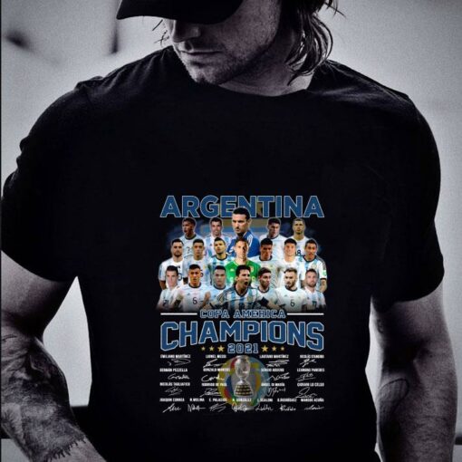 Official Argentina Copa America Champions 2021 Signatures Thank You For The Memories Leo Messi Shirt 2