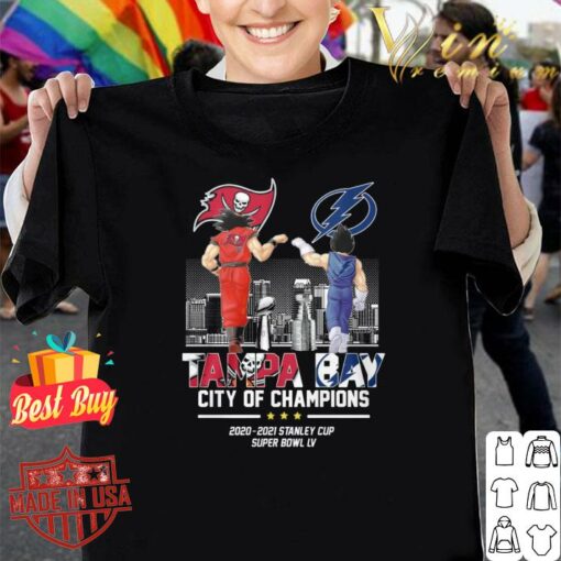 Official Dragon Ball Z Son Goku Vegeta Lightning Buccaneers Tampa Bay City Of Champions 2020-2021 Stanley Cup Super Bowl LV Shirt 1