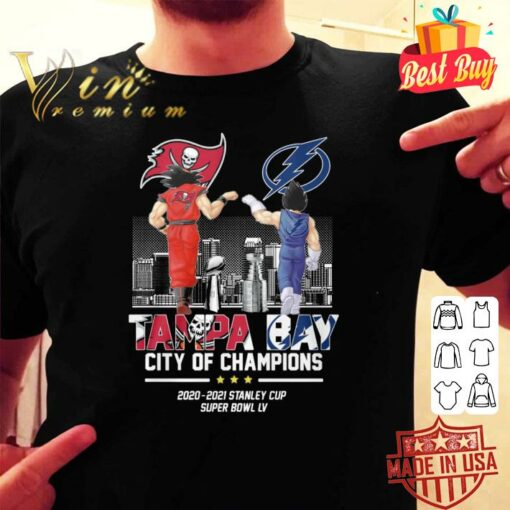 Official Dragon Ball Z Son Goku Vegeta Lightning Buccaneers Tampa Bay City Of Champions 2020-2021 Stanley Cup Super Bowl LV Shirt 2