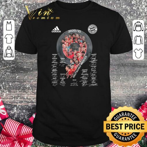 Funny FC Bayern Muchen 2020-2021 Deutscher Meister signatures adidas shirt 1