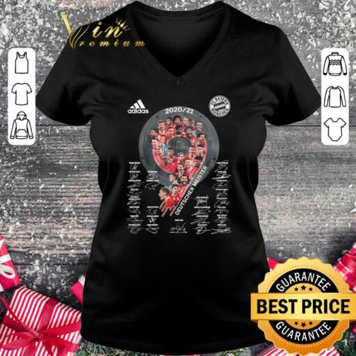 Funny FC Bayern Muchen 2020-2021 Deutscher Meister signatures adidas shirt 2