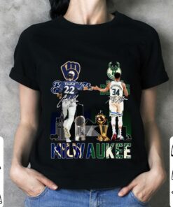Milwaukee Sports Teams Christian Yelich Giannis Antetokounmpo Signatures Shirt, Milwaukee Bucks, Milwaukee Brewers 6