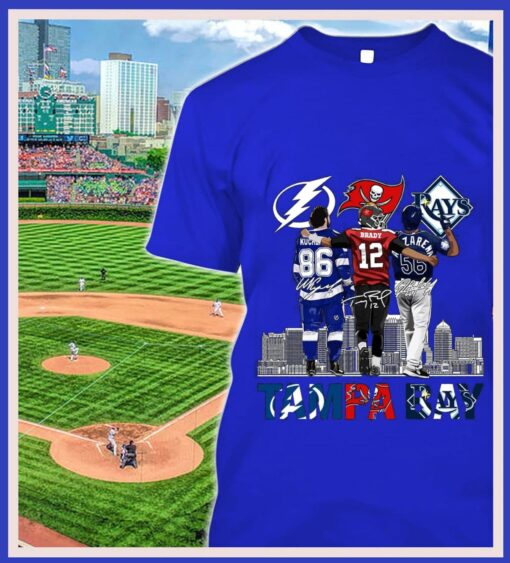 Tampa Bay City Of Champions TB Lightning TB Buccaneers Tom Brady TB Rays Signatures Shirt 2