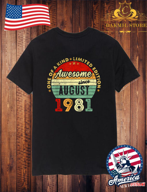 VINTAGE 40th Birthday Shirt born in August 1981 T Shirt