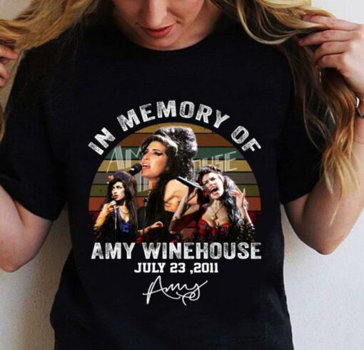 Vintage In Memory Of Amy Winehouse july 23 2021 signature sunset shirt 2