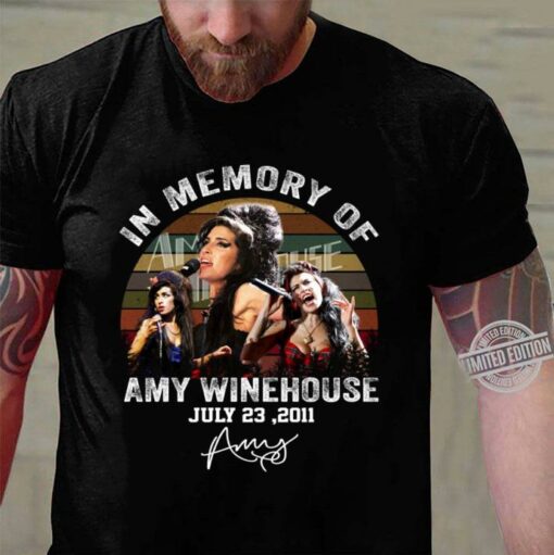 Vintage In Memory Of Amy Winehouse july 23 2021 signature sunset shirt 3