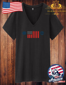 Vintage Jeep WJ 4x4 American Flag Wrangler V Neck