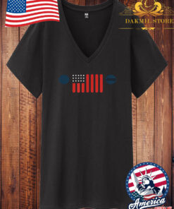 Vintage Jeep WJ 4x4 American Flag Wrangler V Neck