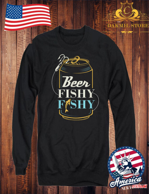 Vintage Mens Dad Fishing Shirt for Men Beer Fishy Sweatshirt