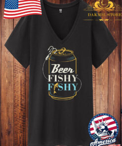 Vintage Mens Dad Fishing Shirt for Men Beer Fishy V Neck