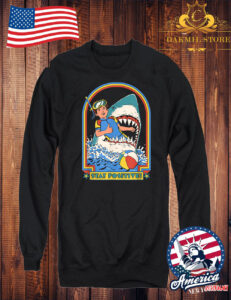 Vintage Retro Comedy Funny Stay Positive Shark Attack Sweatshirt